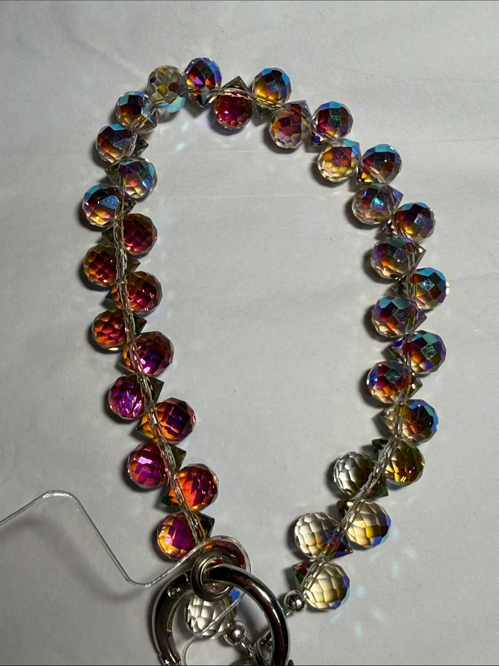Acrylic Bead Phone Wrist Strap in Iridescent Multicolor
